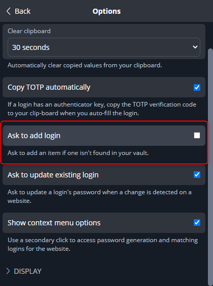 Stop bitwarden from asking to save passwords that are already 