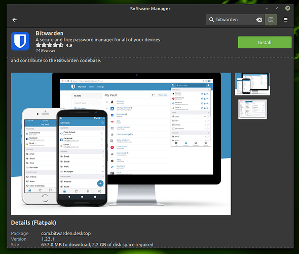 BITWARDEN ON LINUX MINT SOFTWARE MANAGER