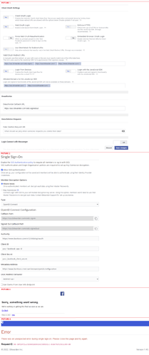 Cant get to manage SSO using Facebook OIDC