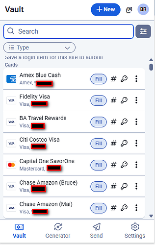 Bitwarden cards