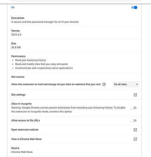 Chrome bitwarden extension settings