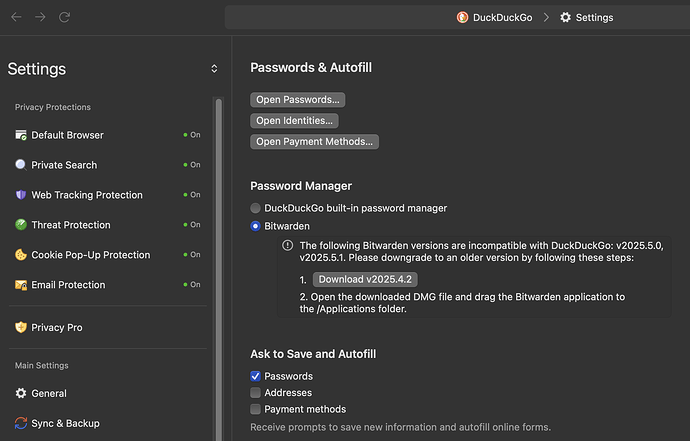 DuckDuckGo Settings Screenshot